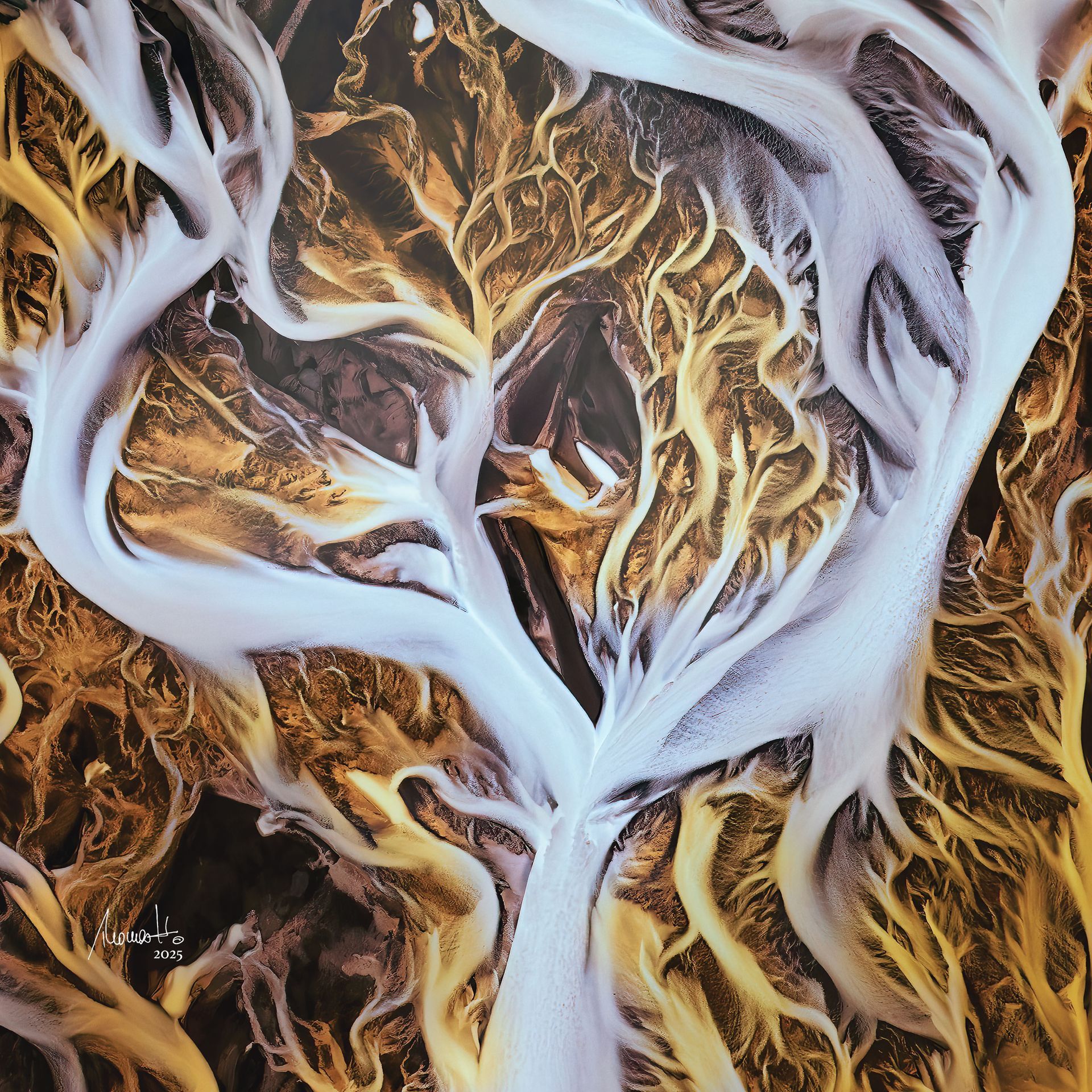 Lettuce Leaf quadrat, eine Fotografie von Thomas Hartstang, siedereiche.art, Rivertale, Fluss, Hochebene von Island, Shop