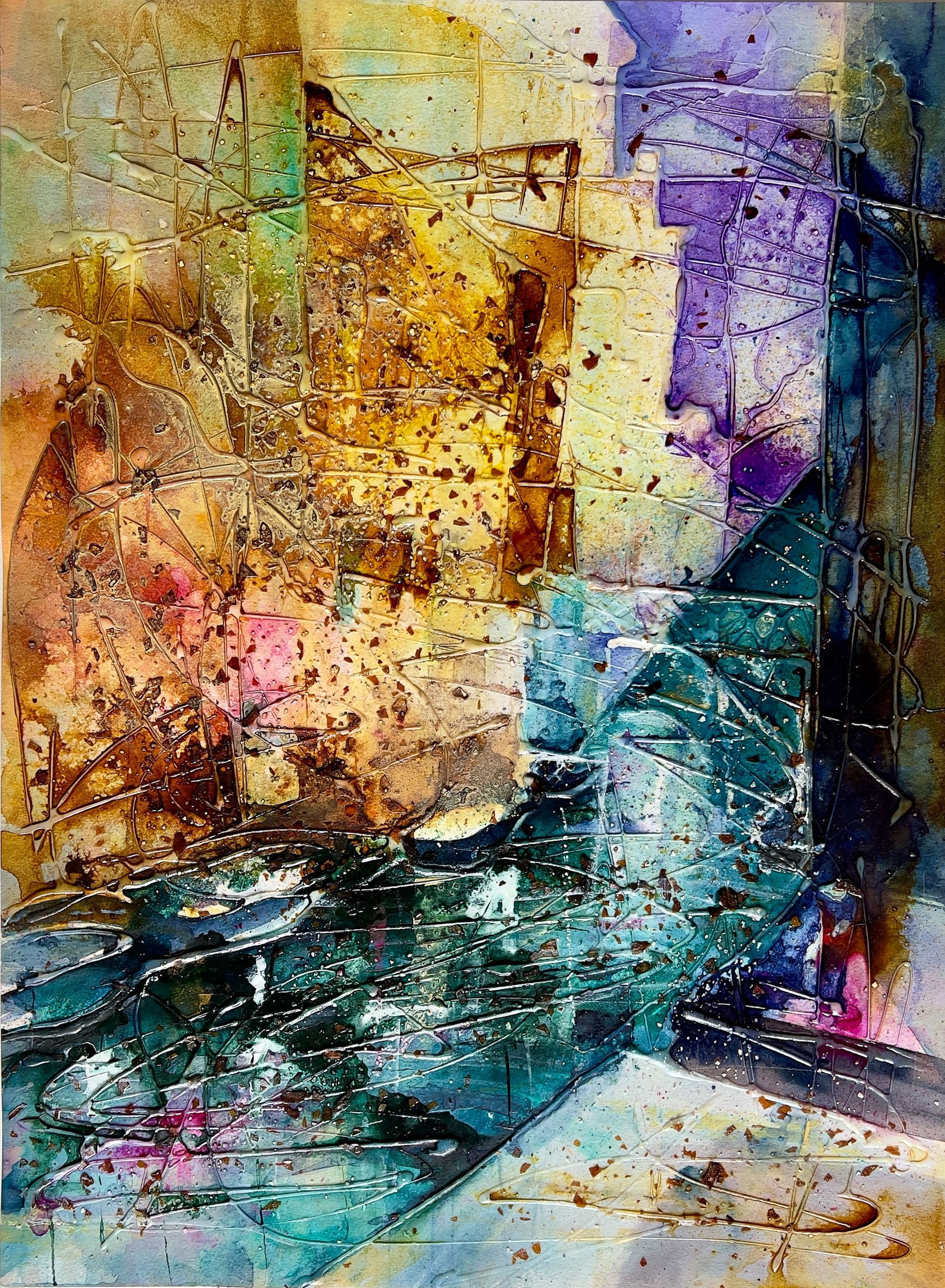 Mystisches Venedig, Mixed Media Aquarell von Stephanie Hartstang Mystisches Venedig, ein Mixed Media Aquarell von Stephanie Hartstang, Südereiche.Art, Venedig, Italien, Kanal