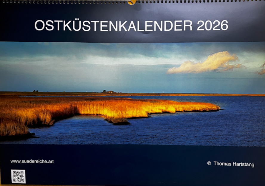 Ostküstenkalender 2026, der Jahreskalender von Thomas Hartstang, siedereiche.art, Ostsee, Angeln, Kappeln, Gelting, Schlei, Schleswig, Shop