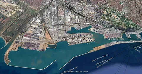 Puerto salidas carga internacional de Barcelona