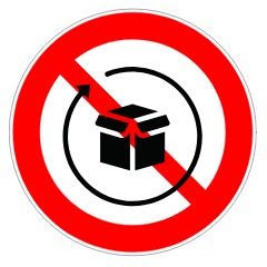 Señal de prohibido con un paquete en el centro.