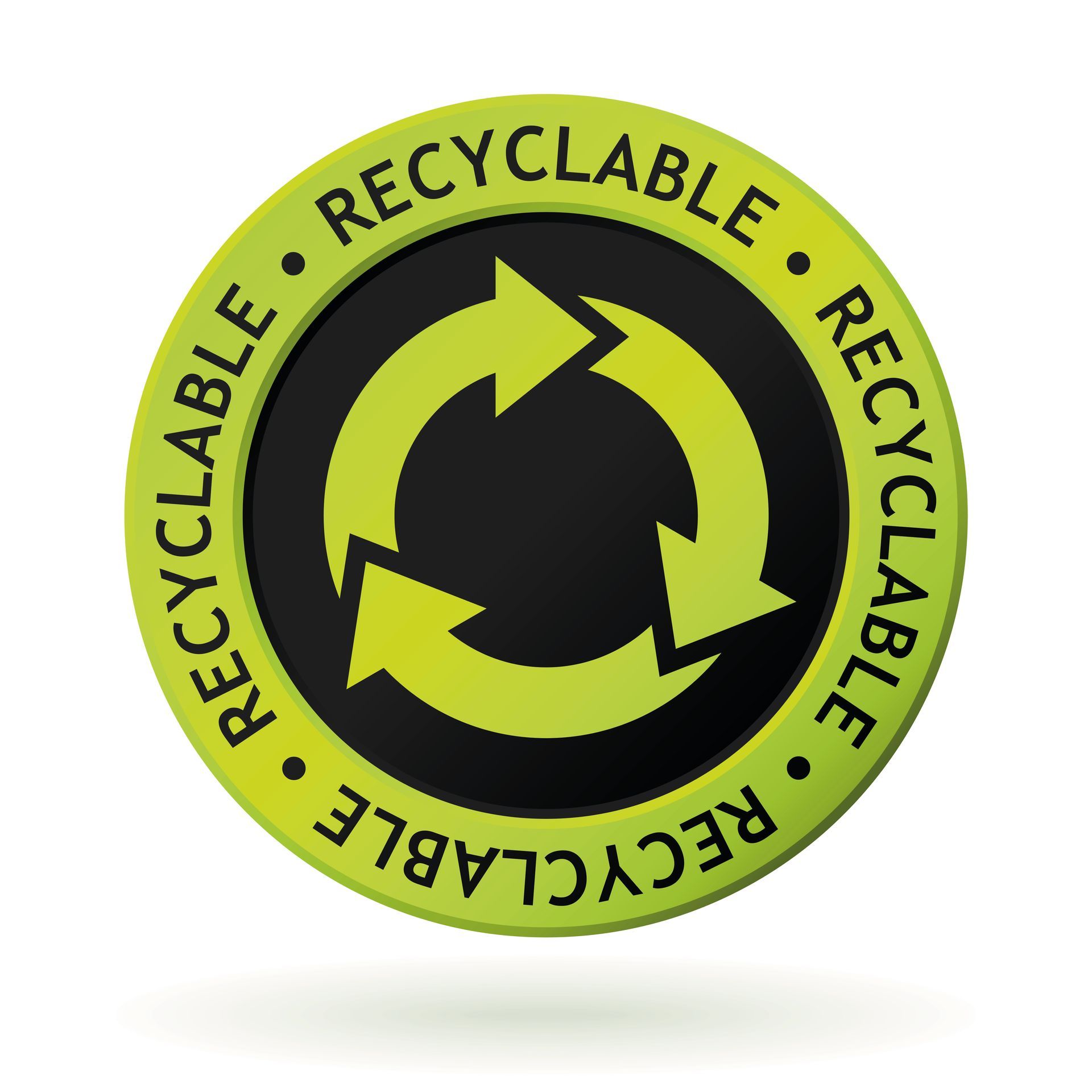 Bild: Recycling-Symbol. Unsere Produkte und Verpackungen sind vollständig recycelbar. Warum? Weil wir die Umwelt schützen und zu einer nachhaltigen Zukunft beitragen wollen.