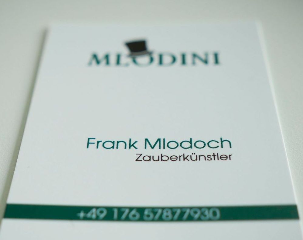 Visitenkarte Mlodini Visitenkarte Mlodini Zauberkünstler Frank Mlodoch