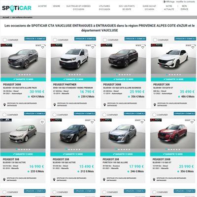 Découvrez nos véhicules d'occasions SPOTICAR disponibles dans votre agence CTA Vaucluse Liste de véhicules d'occasion
