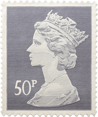 50P Grey stamp rug