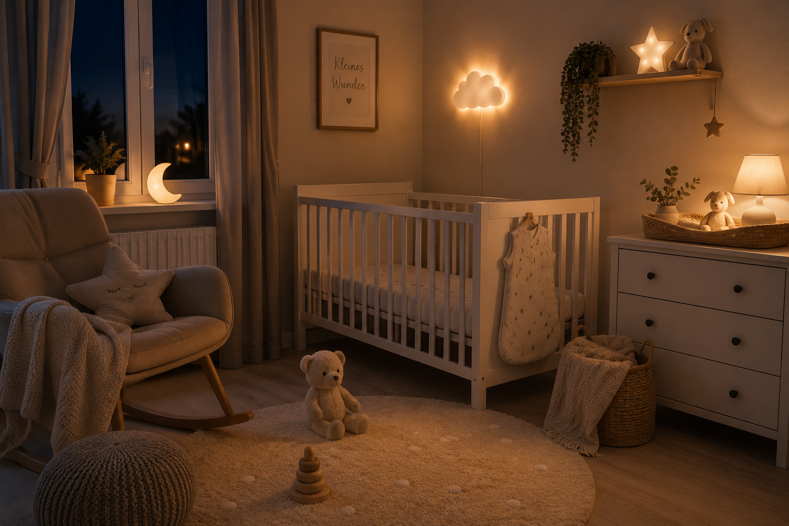 Gemütliches Babyzimmer bei Nacht