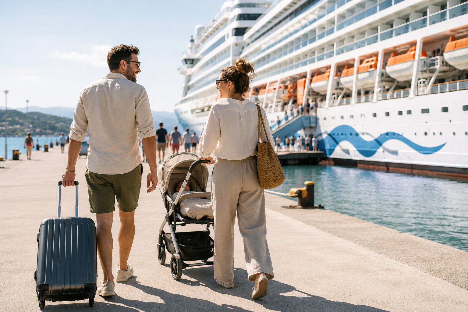 Familie mit Baby auf Kreuzfahrt