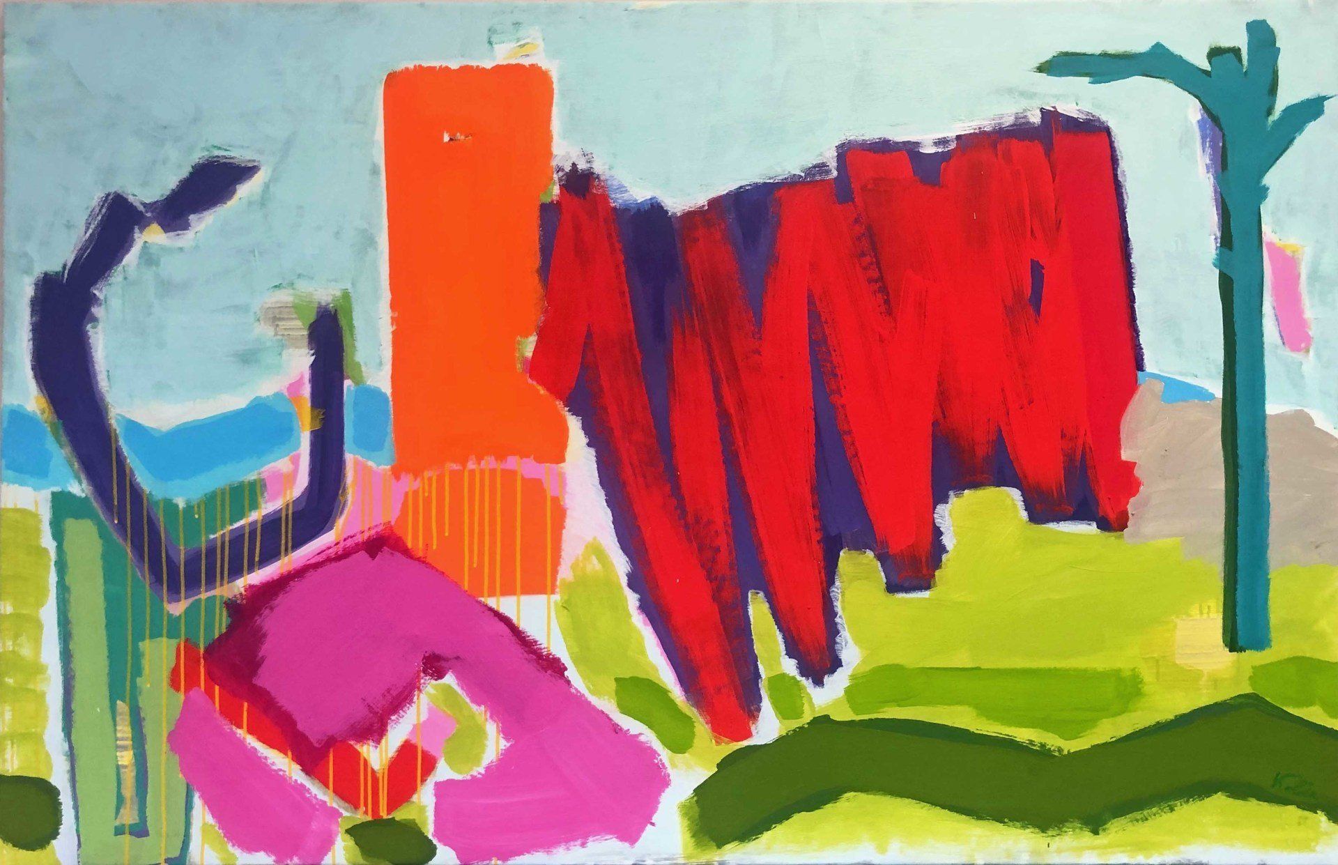 Fels in der Brandung, 100 x 150 cm, Acryl auf Leinwand, 2019