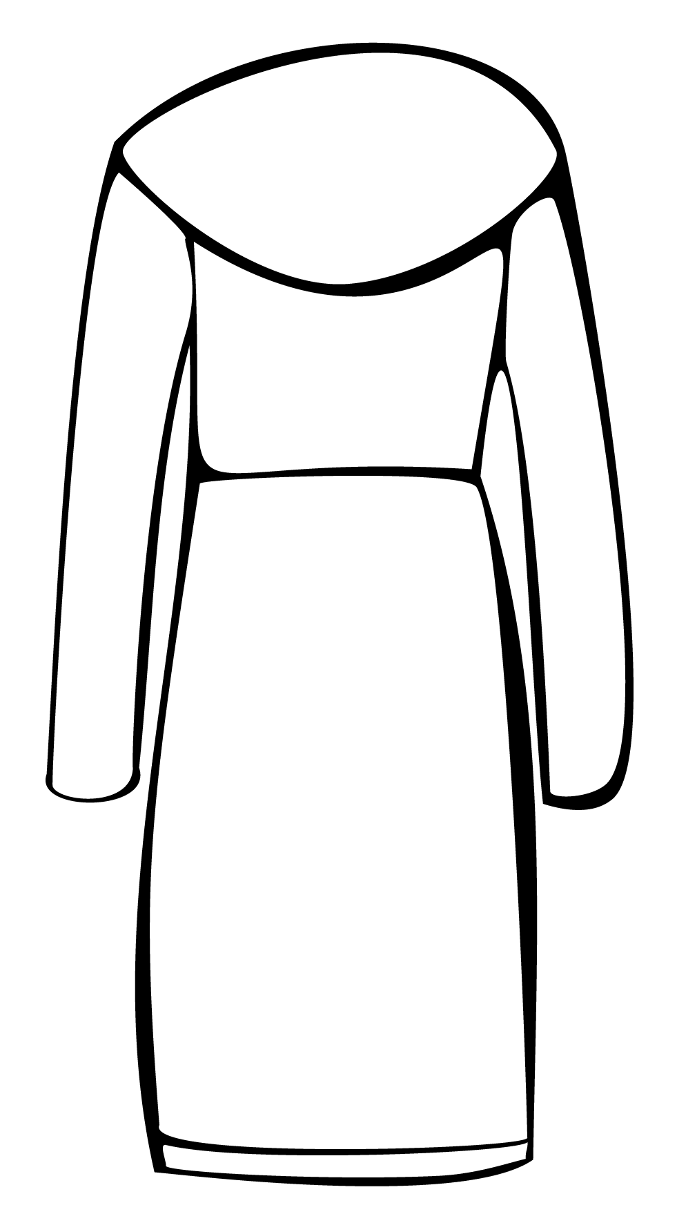 Grafik in schwarz-weiß. Bademantel.