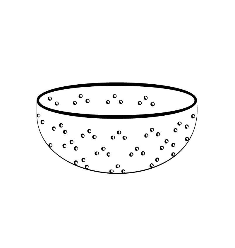 Grafik in schwarz-weiß. Dünsteinsatz, bzw. Sieb.