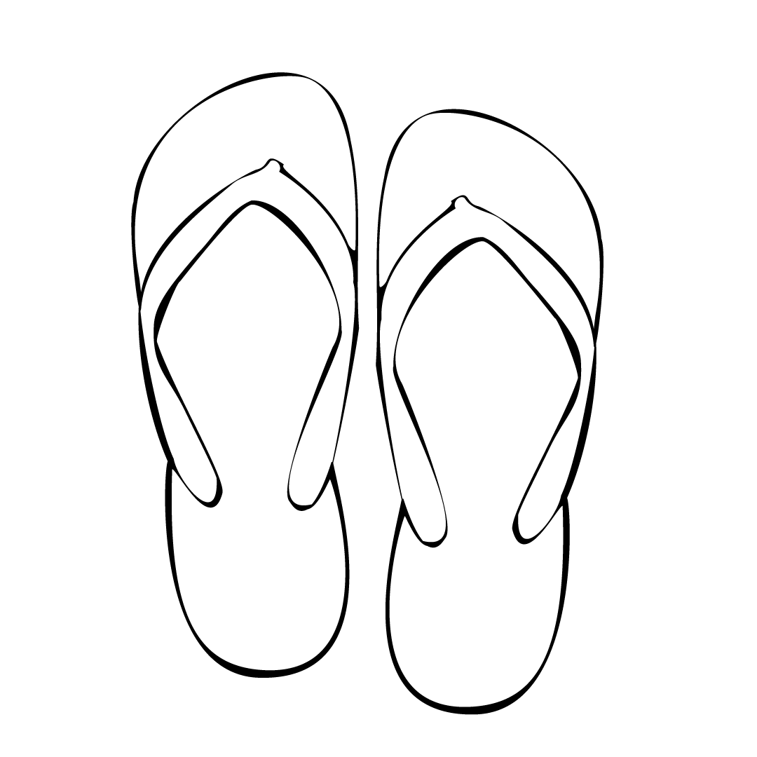 Grafik in schwarz-weiß. Flip-Flops, bzw. Zehentrenner.