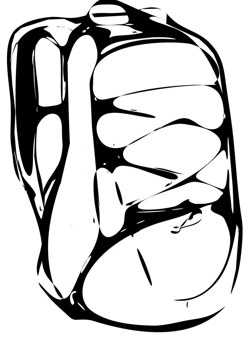 Grafik in schwarz-weiß. Allzweck-Rucksack.