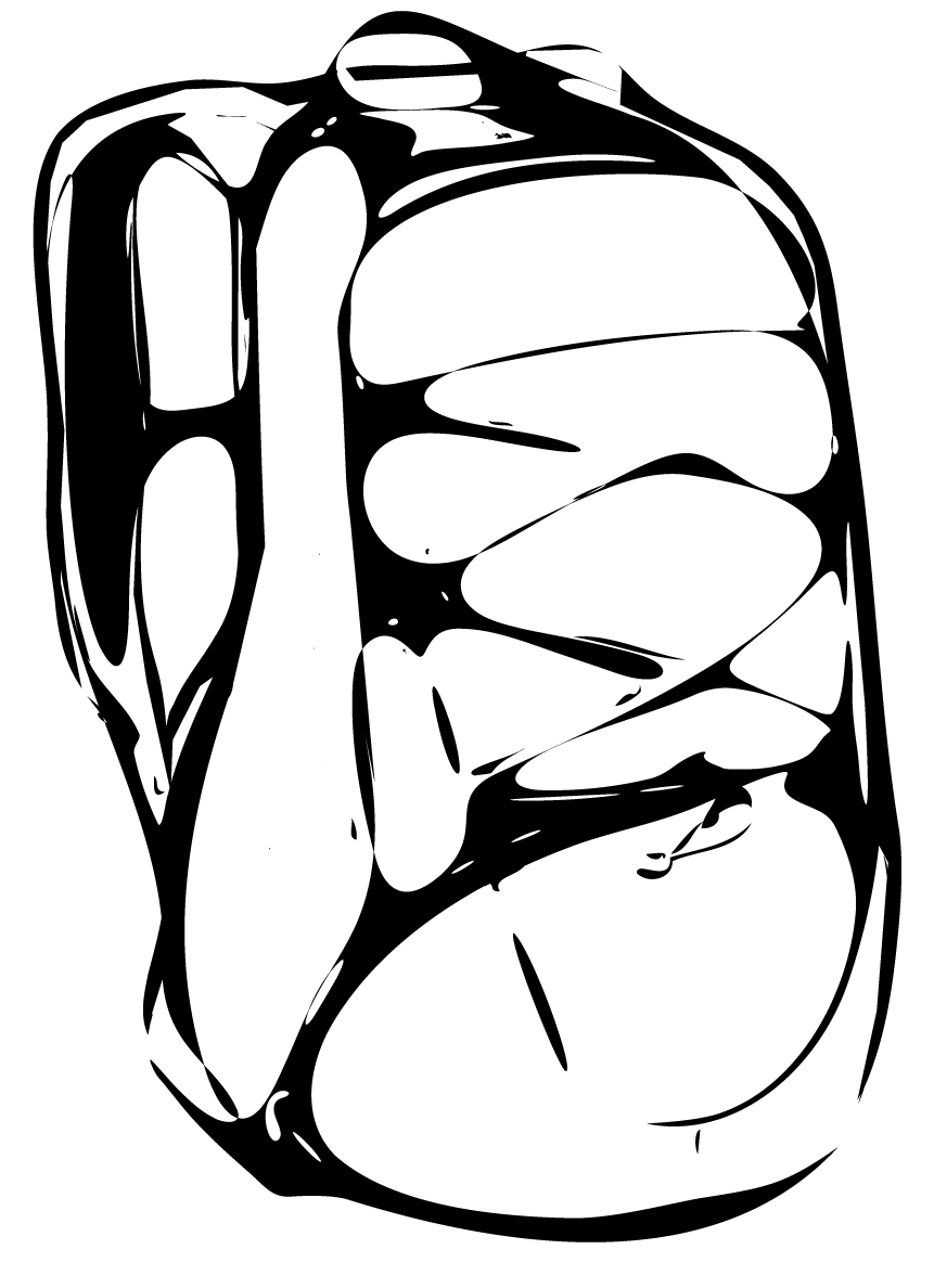 Grafik in schwarz-weiß. Allzweck-Rucksack.