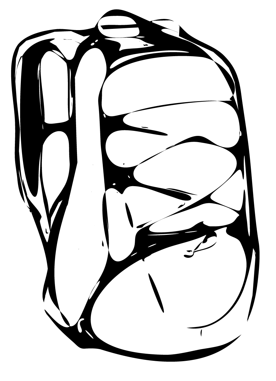 Grafik in schwarz-weiß. Allzweckrucksack.