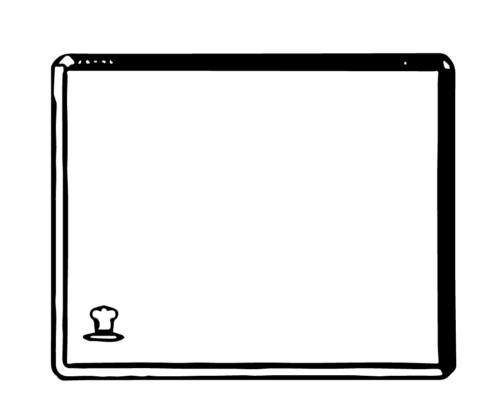 Grafik in schwarz-weiß. Wiederverwendbare Backmatte. Ersatz für Wegwerf-Backpapier.