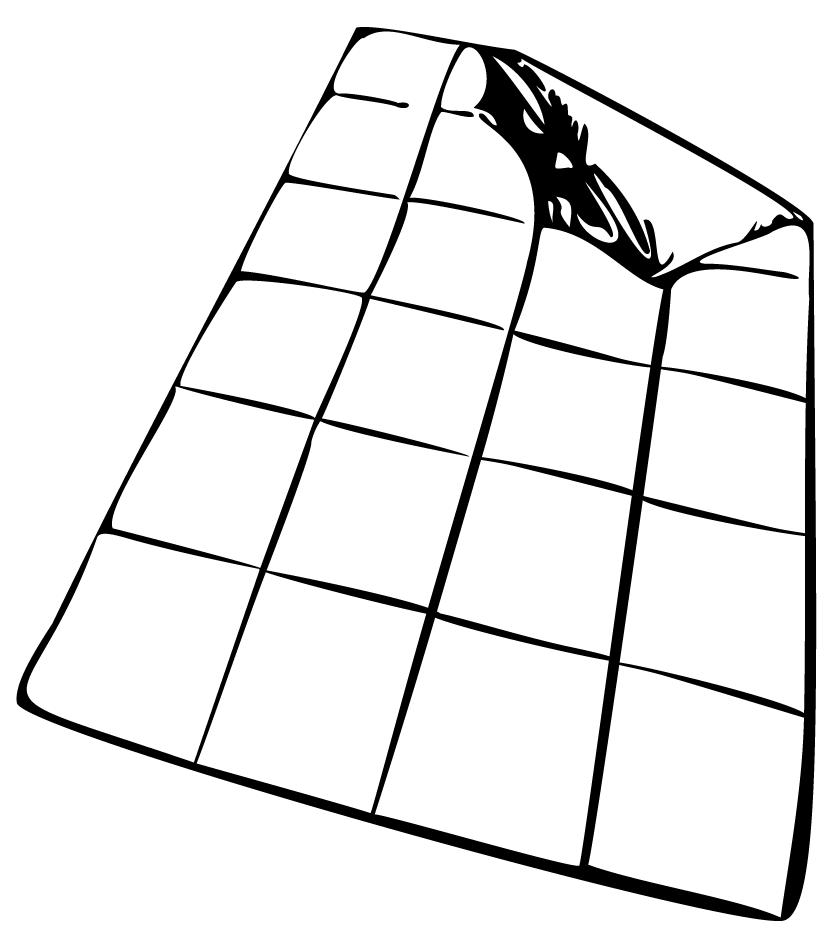 Grafik in schwarz-weiß. Bettdecke.