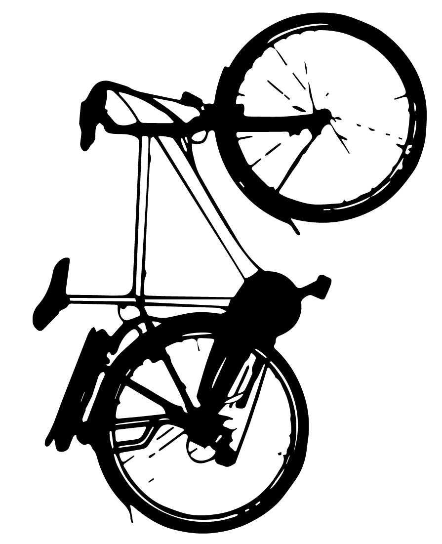 Grafik in schwarz-weiß. E-Fahrrad.