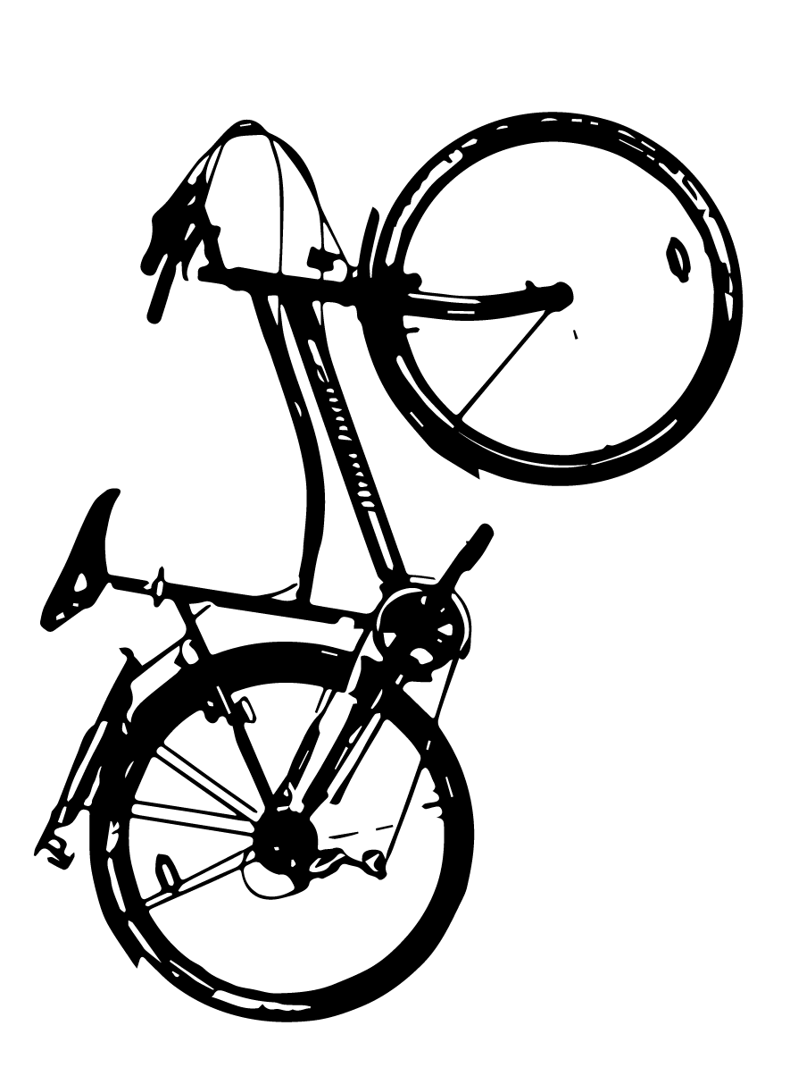 Grafik in schwarz-weiß. Fahrrad.