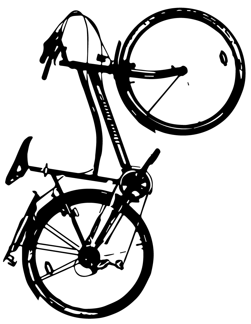 Grafik in schwarz-weiß. Fahrrad.