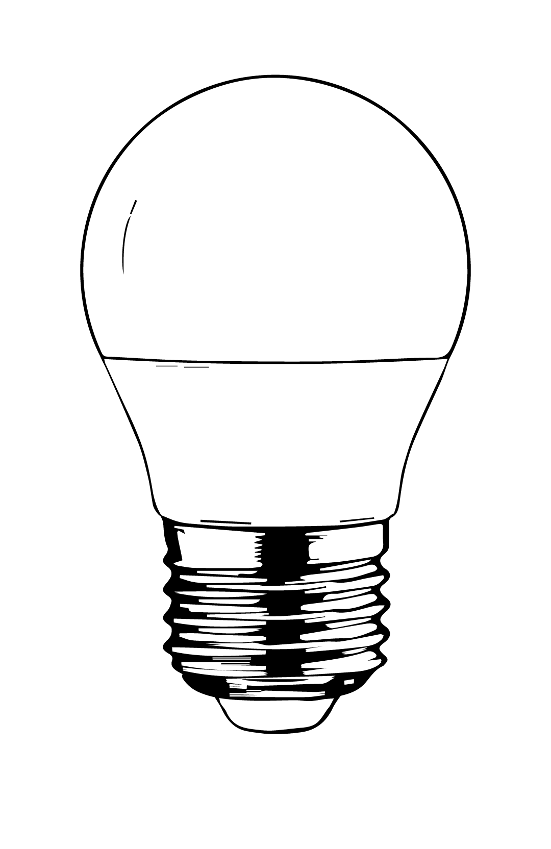 Grafik in schwarz-weiß. Glühbirne.