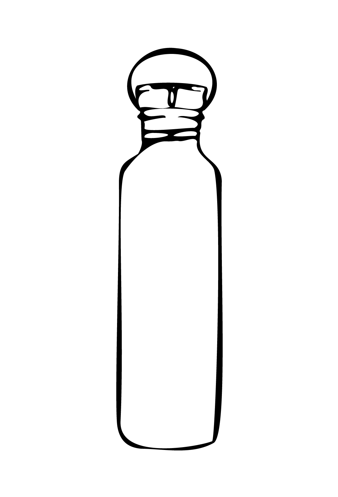 Grafik in schwarz-weiß. Trinkflasche aus Edelstahl.
