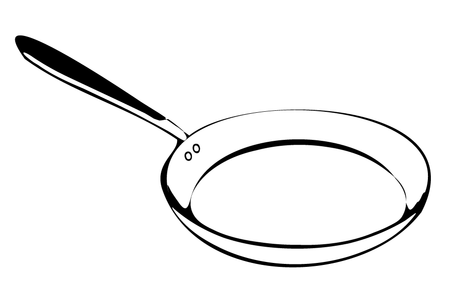 Grafik in schwarz-weiß. Allzweckpfanne.