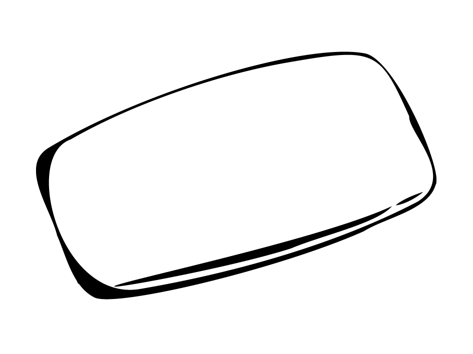 Grafik in schwarz-weiß. Ein Stück Seife.