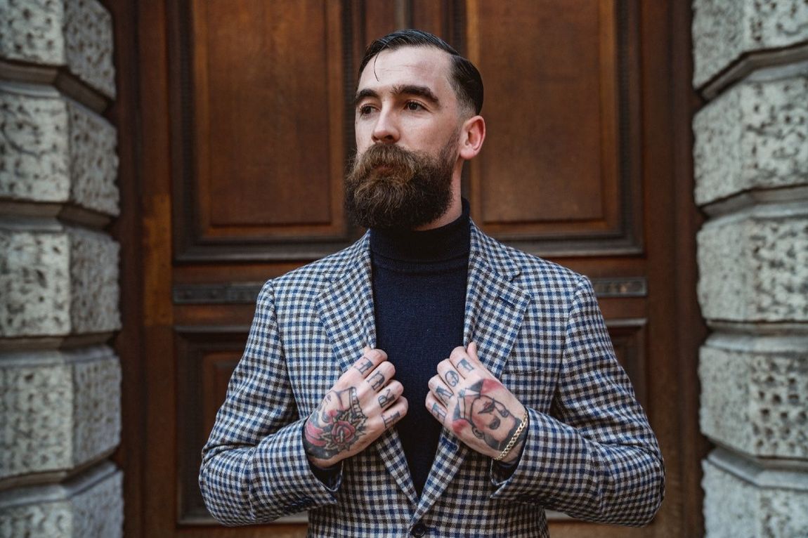 Adam Davies from Adam James Bespoke wearing a custom-tailored suit