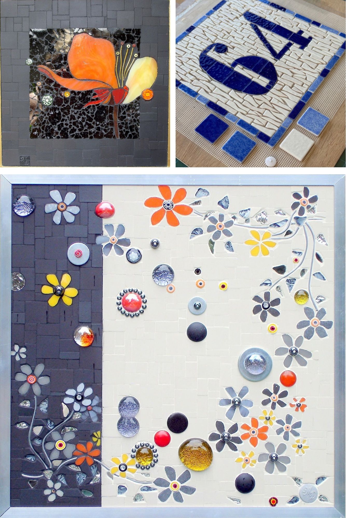 Atelier Romalia Mosaique-Stage-Cours-Tableau-Envolée de Fleurs-Île d'Oléron