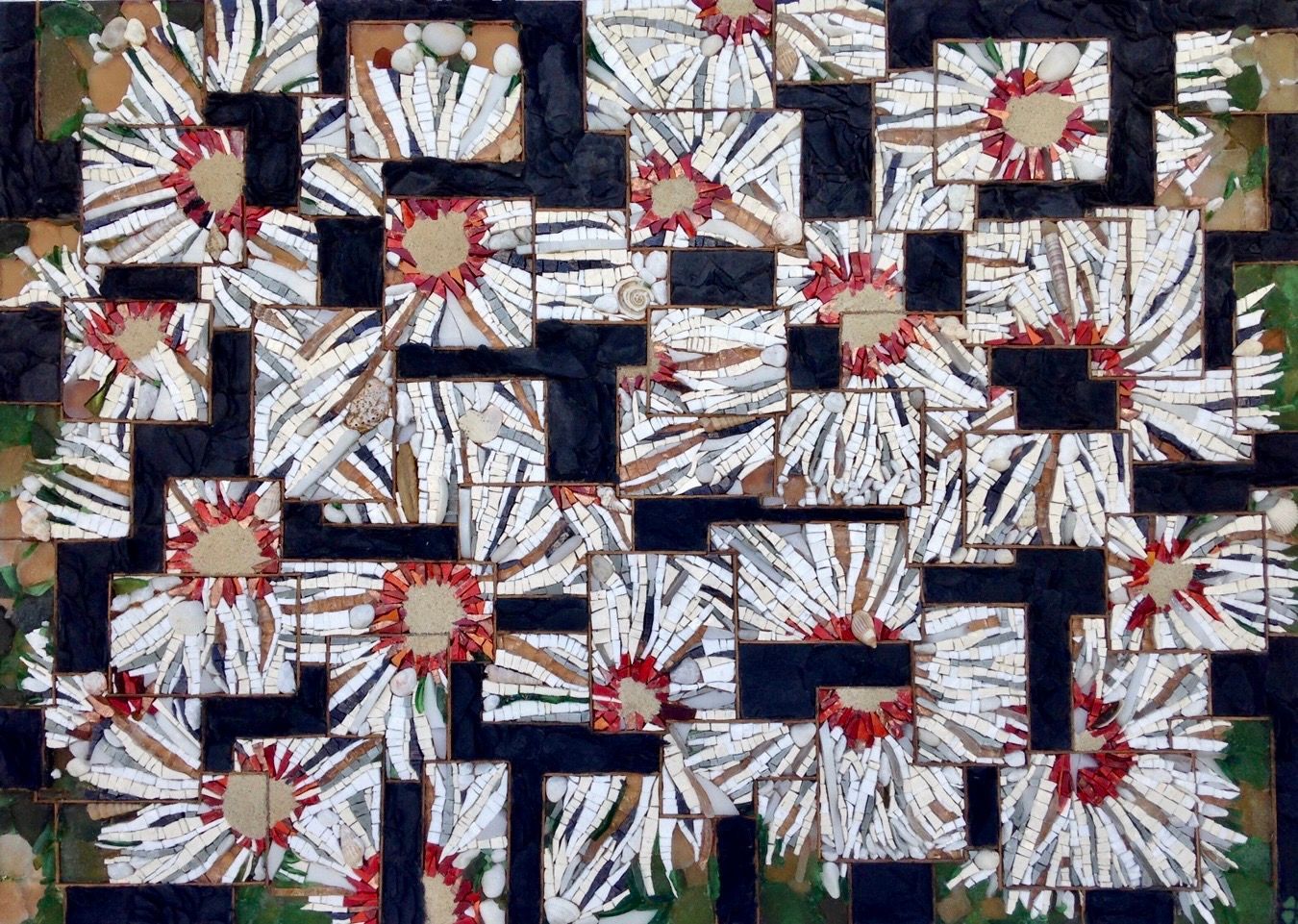 Poésie d'Aigrette_Mosaïque artistique contemporaine réalisée par Murielle Gratiot,Île d'Oléron