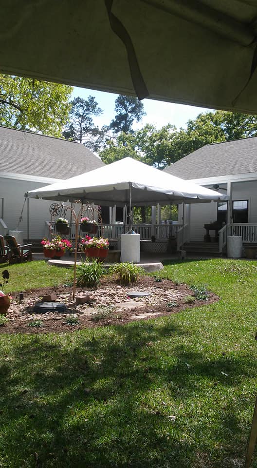 outdoor tent in a home garden