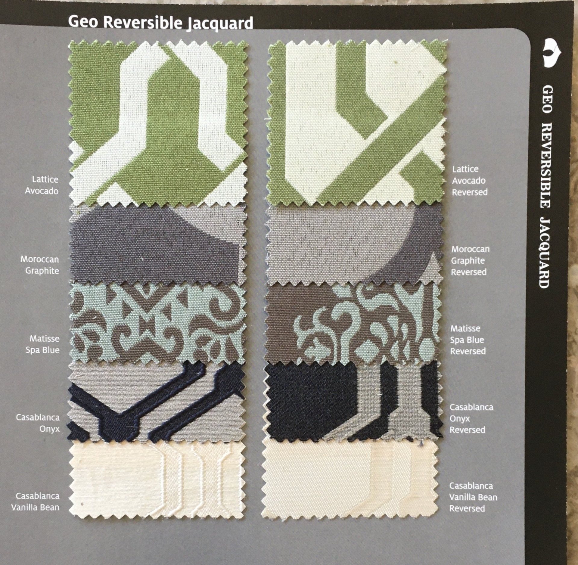 geo reverse jacquard woven linen swatches, offered by Premier Wedding & Party Rental