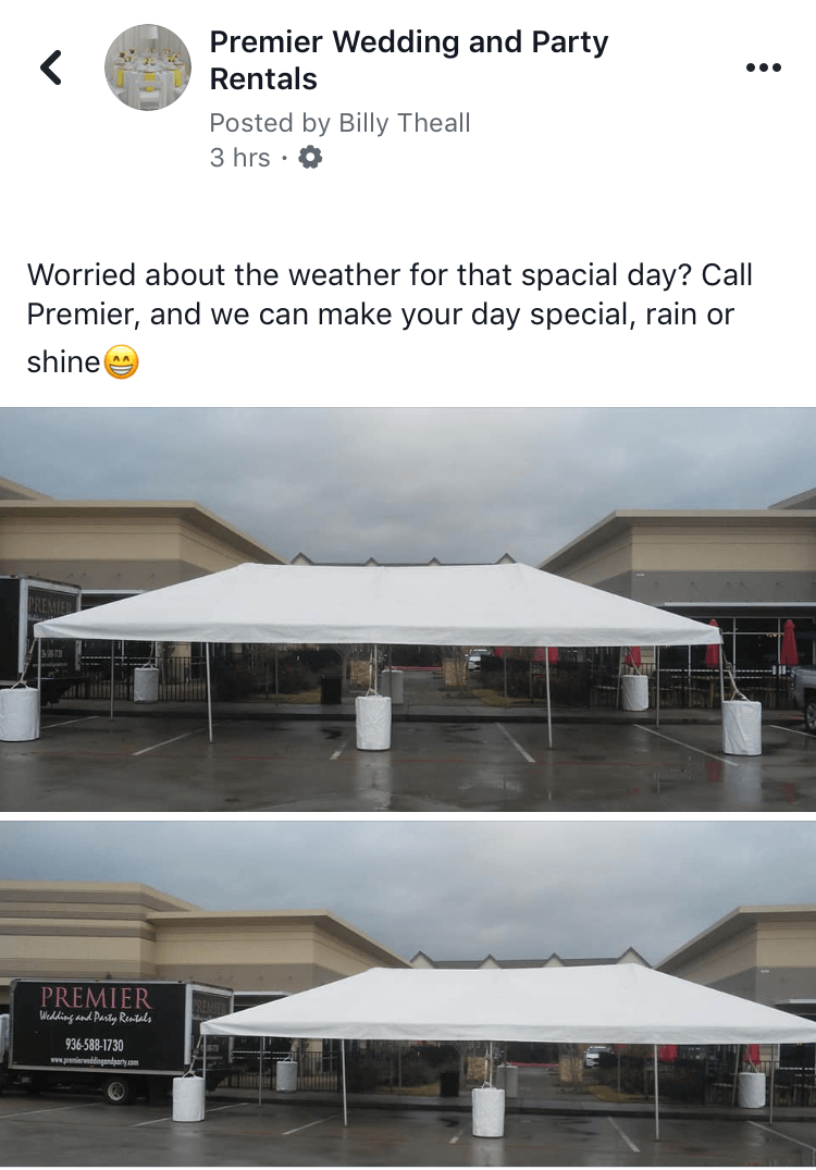 outdoor tent on a rainy day