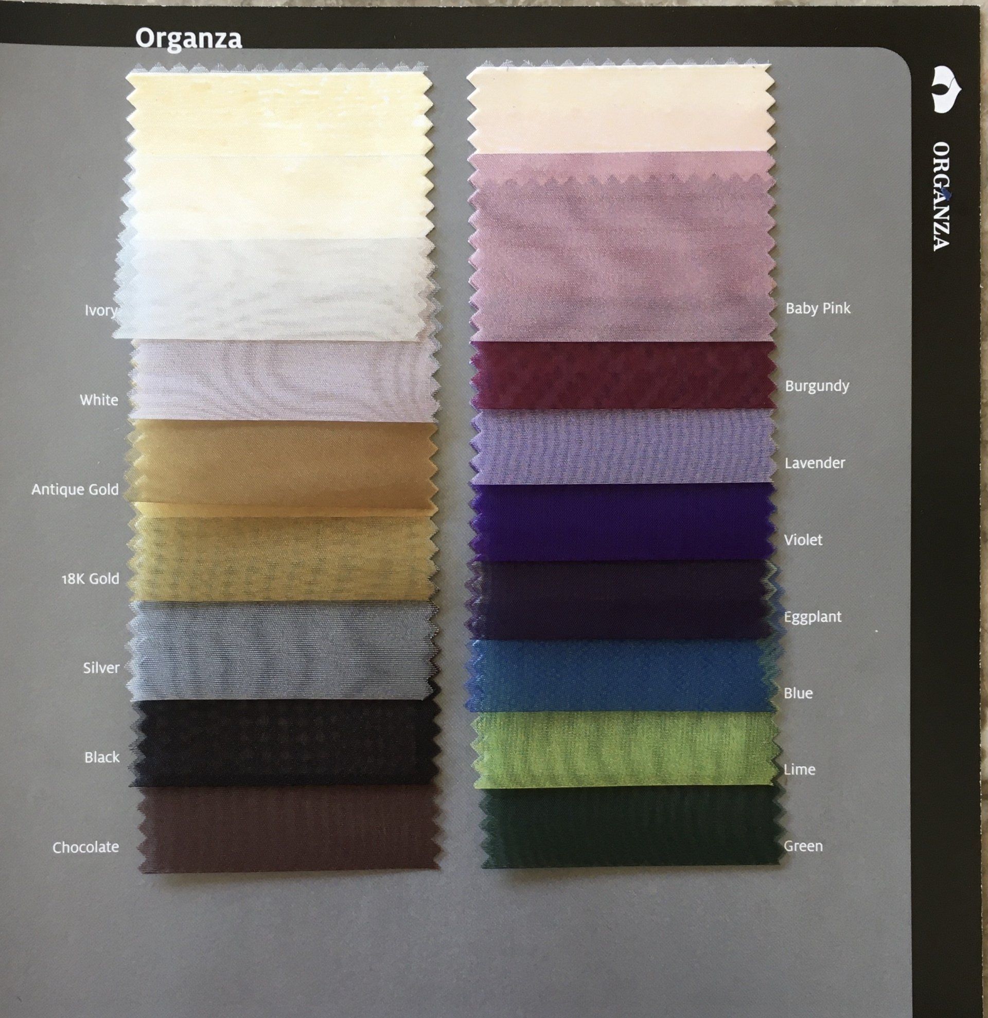 organza linen swatches, offered by Premier Wedding & Party Rental