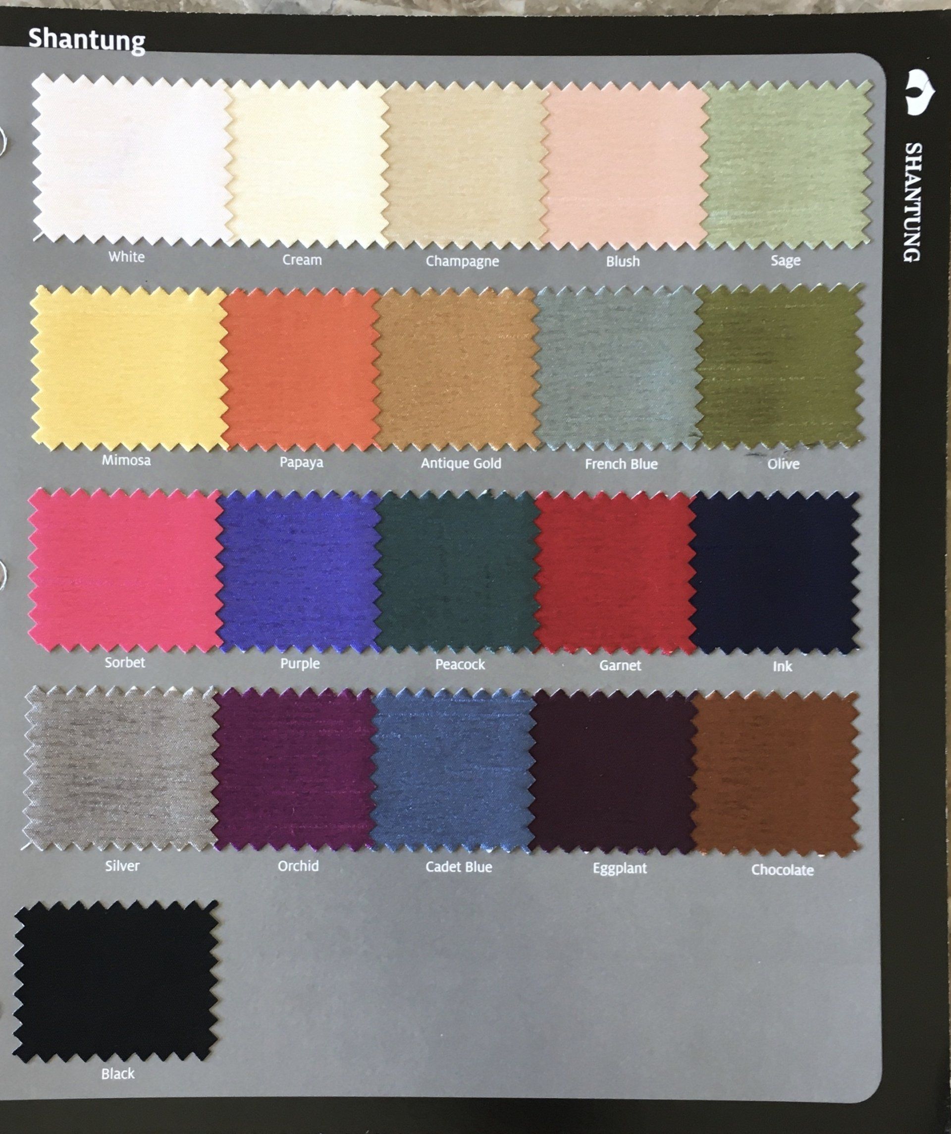 shantung linen swatches, offered by Premier Wedding & Party Rental
