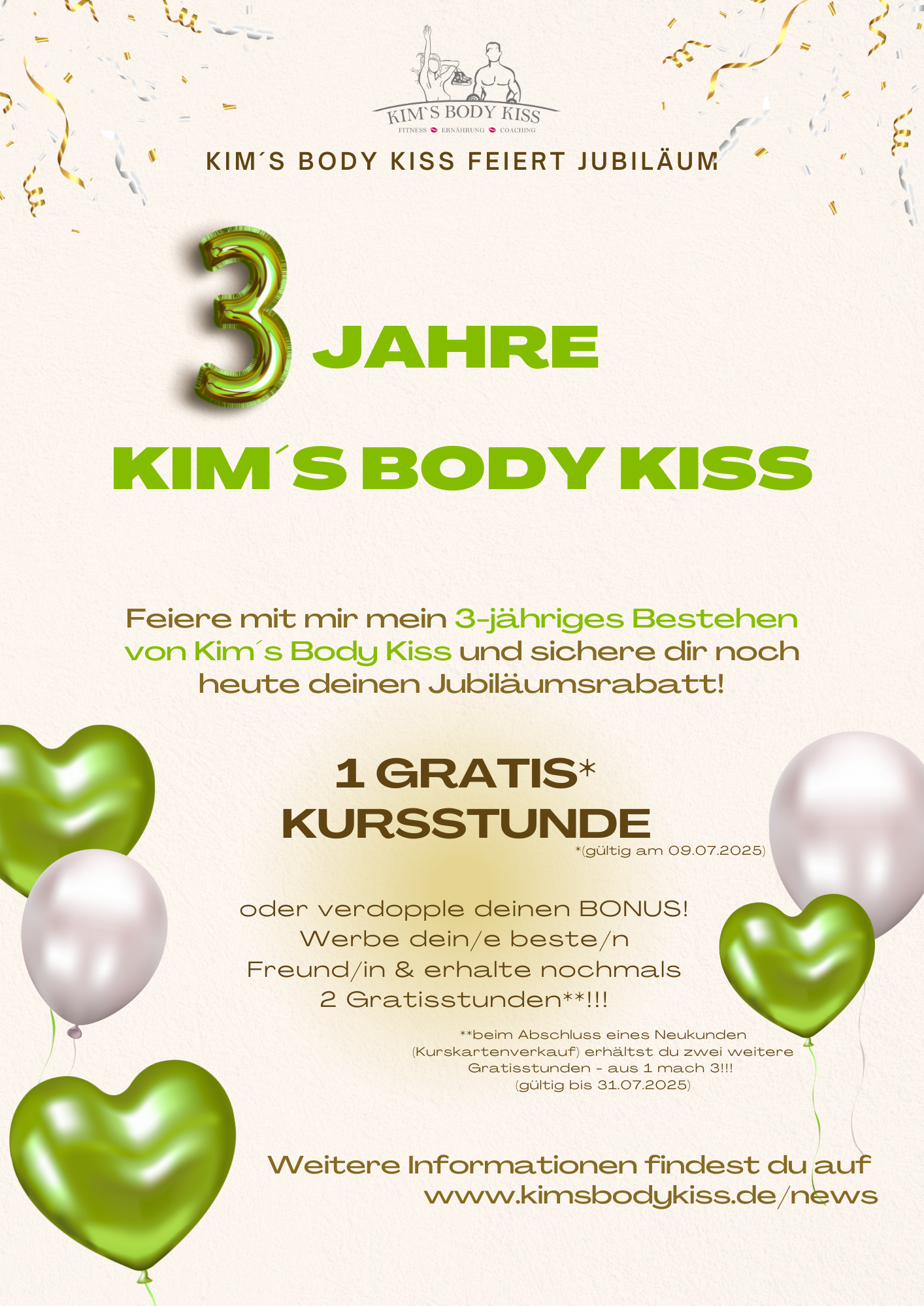 Flyer zur Sommerpause bei Kim's Body Kiss
