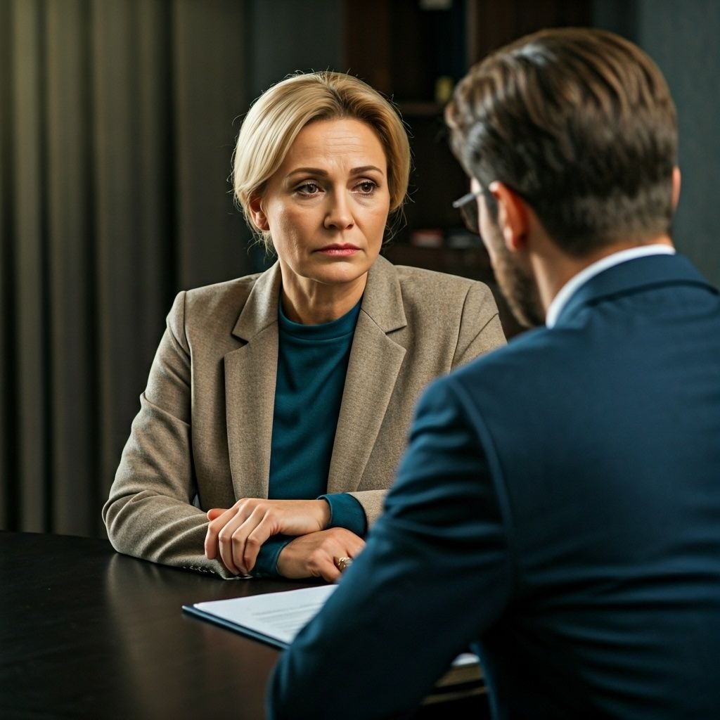 Eine Frau bespricht mit ihrem Anwalt die Scheidung