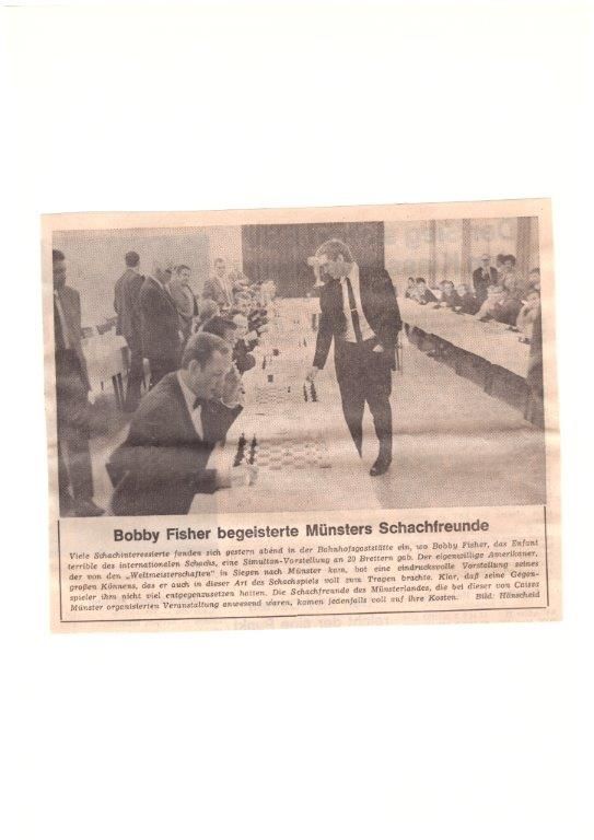 Eine Simultanverantaltung in Münster in der Karl-Heinz Bobby Fischer geschlagen hat
