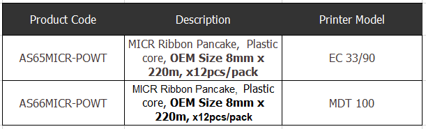 Walther Data EC 33/90 Walther Data EC 33/90 MDT100 encoder ribbons