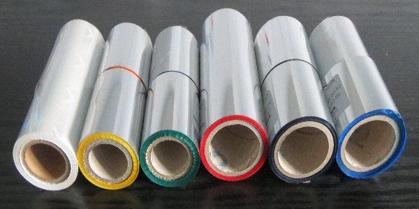 Red blue green yellow thermal transfer textile care ribbons