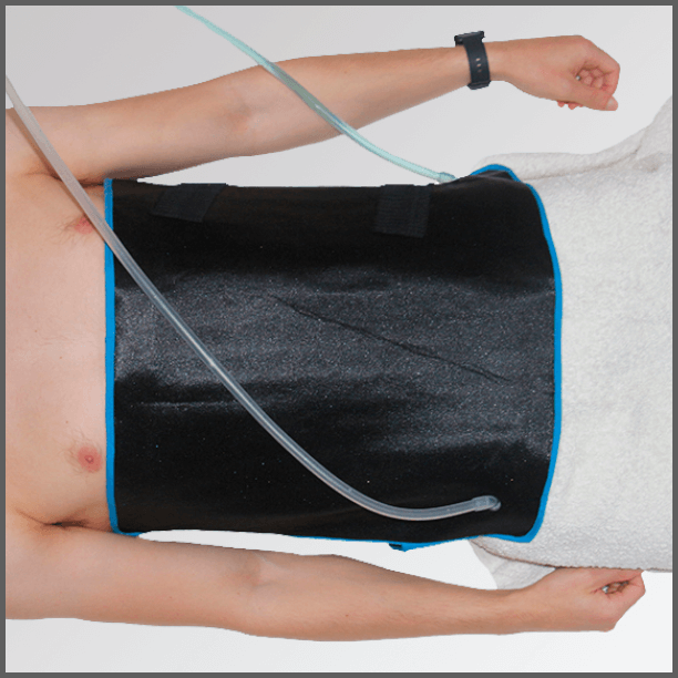 ABDOMEN Thermal contrast band or exchanger for abdominal muscle recovery.
