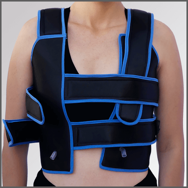 RODILLA Banda o intercambiador de contrastes térmicos para recuperación muscular chaleco, vista frontal.