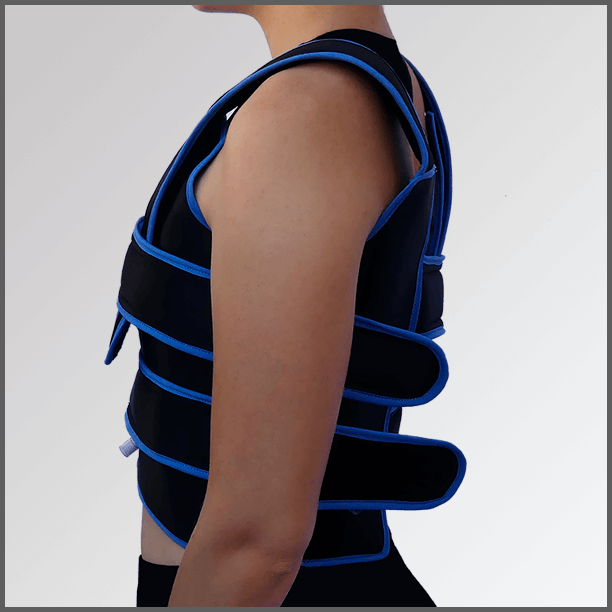 RODILLA Banda o intercambiador de contrastes térmicos para recuperación muscular chaleco, vista lateral.