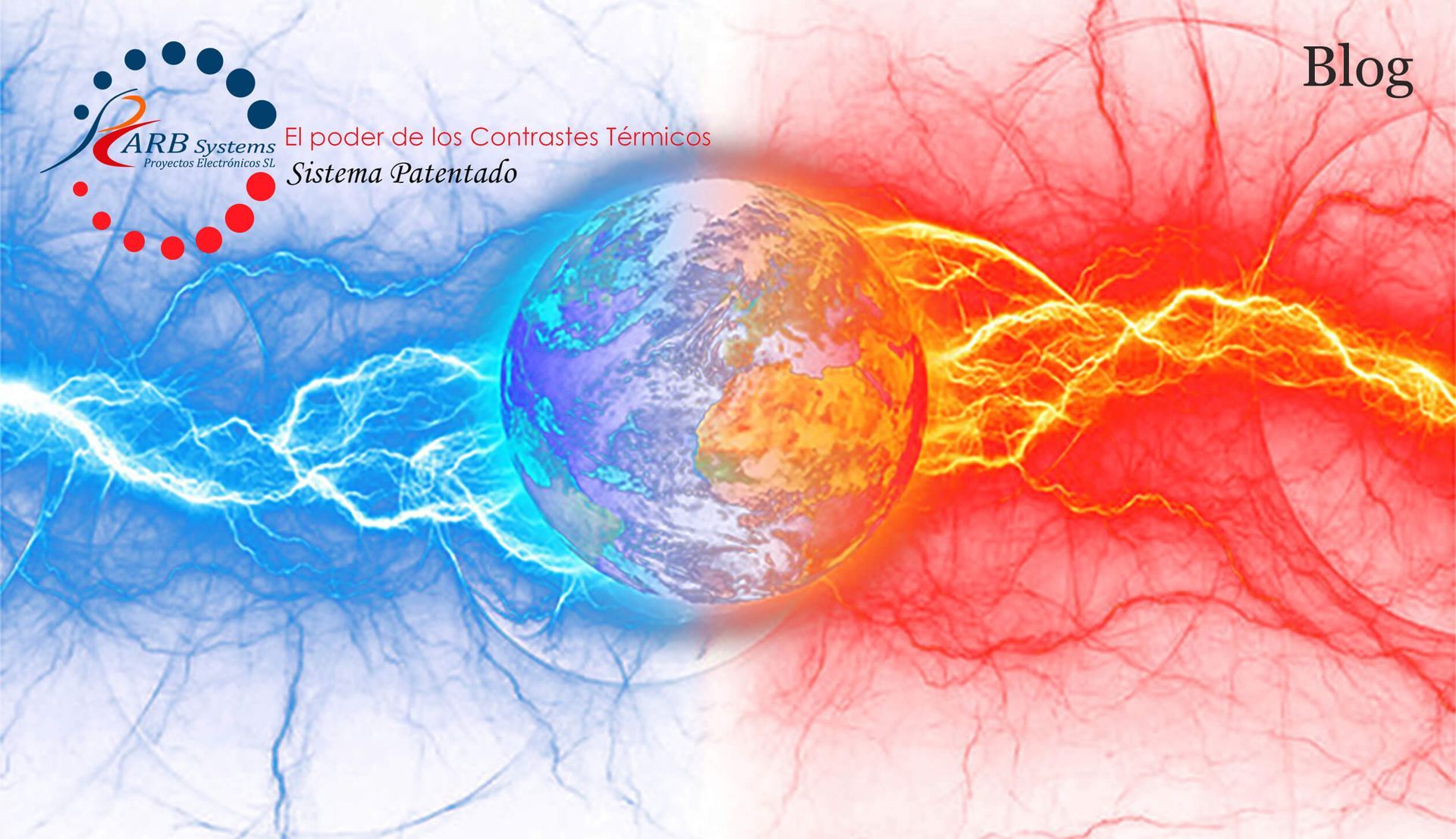 Contrastes Térmicos, la imagen muestra circulo acristalado con rayo azul a la izquierda y rayo rojo a la derecha.