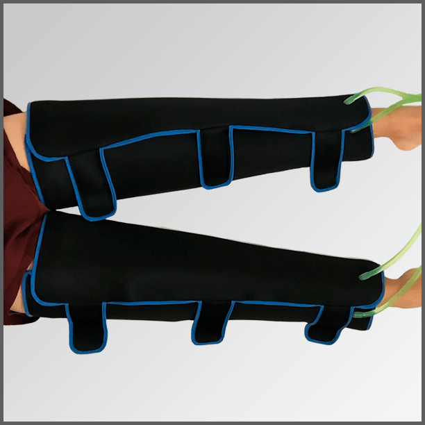 DOBLE PIERNA Banda o intercambiador de contrastes térmicos para recuperación muscular de doble pierna.