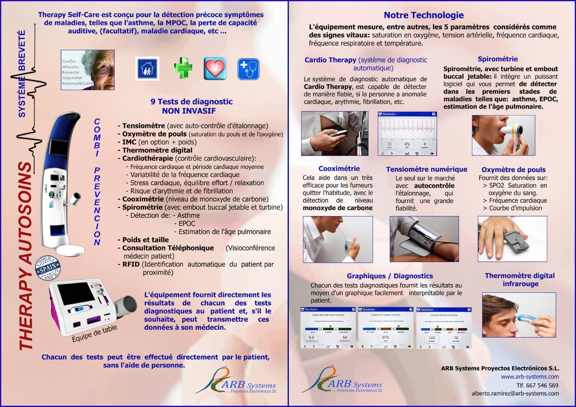 FLYER THERAPY AUTOSOINS Dépliant d'information sur les caractéristiques de l'équipement.