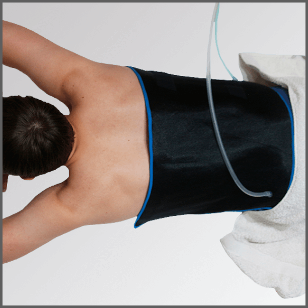 LUMBAR Band or thermal contrast exchanger for lumbar muscle recovery.