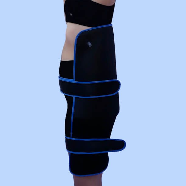 Thermal contrast band or exchanger for muscle recovery of the buttocks, side view.