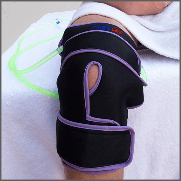 RODILLA Banda o intercambiador de contrastes térmicos para recuperación muscular de rodilla, vista frontal.