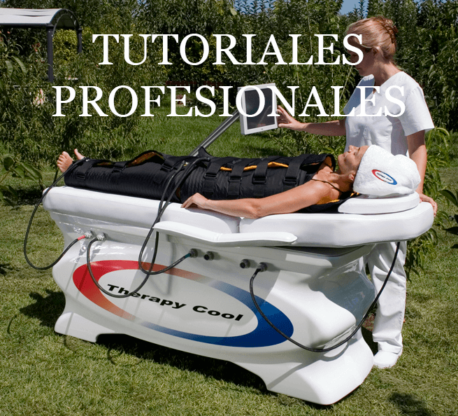 TUTORIALES DE FORMACIÓN Aparatología estética profesional, equipo Therapy Cool durante un tratamiento.